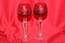 Set of 2 Cut Glass Goblets