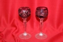 Set of 2 Cut Glass Goblets