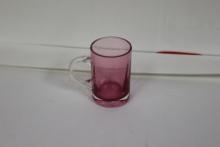 A Cranberry Colour Miniature Glass Mug