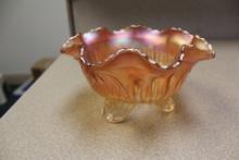 Carnival Glass Footed Bowl