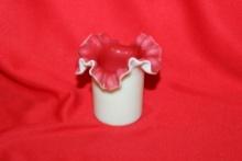 A Foliated Pink Glossy Glass Small Vase