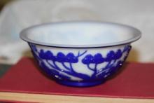 Antique Chinese Blue and White Peking Glass Bowl