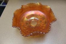 Carnival Glass Footed Bowl