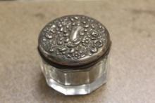 Ornate Sterling Top and Glass Trinket Box
