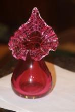 Cranberry Art Glass Vase