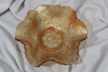 A Tree Motif Carnival Glass Bowl