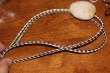 Signed Bennett Stone and Leather Bolo Tie