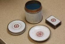 Set of 3 Chinese Cloisonne Smoking Set
