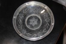 Sterling Rim Cut Glass Plate