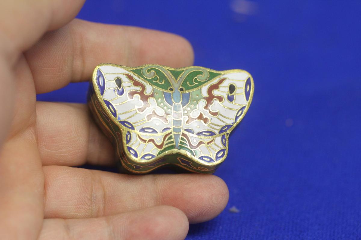 Chinese Cloisonne Butterfly Trinket Box