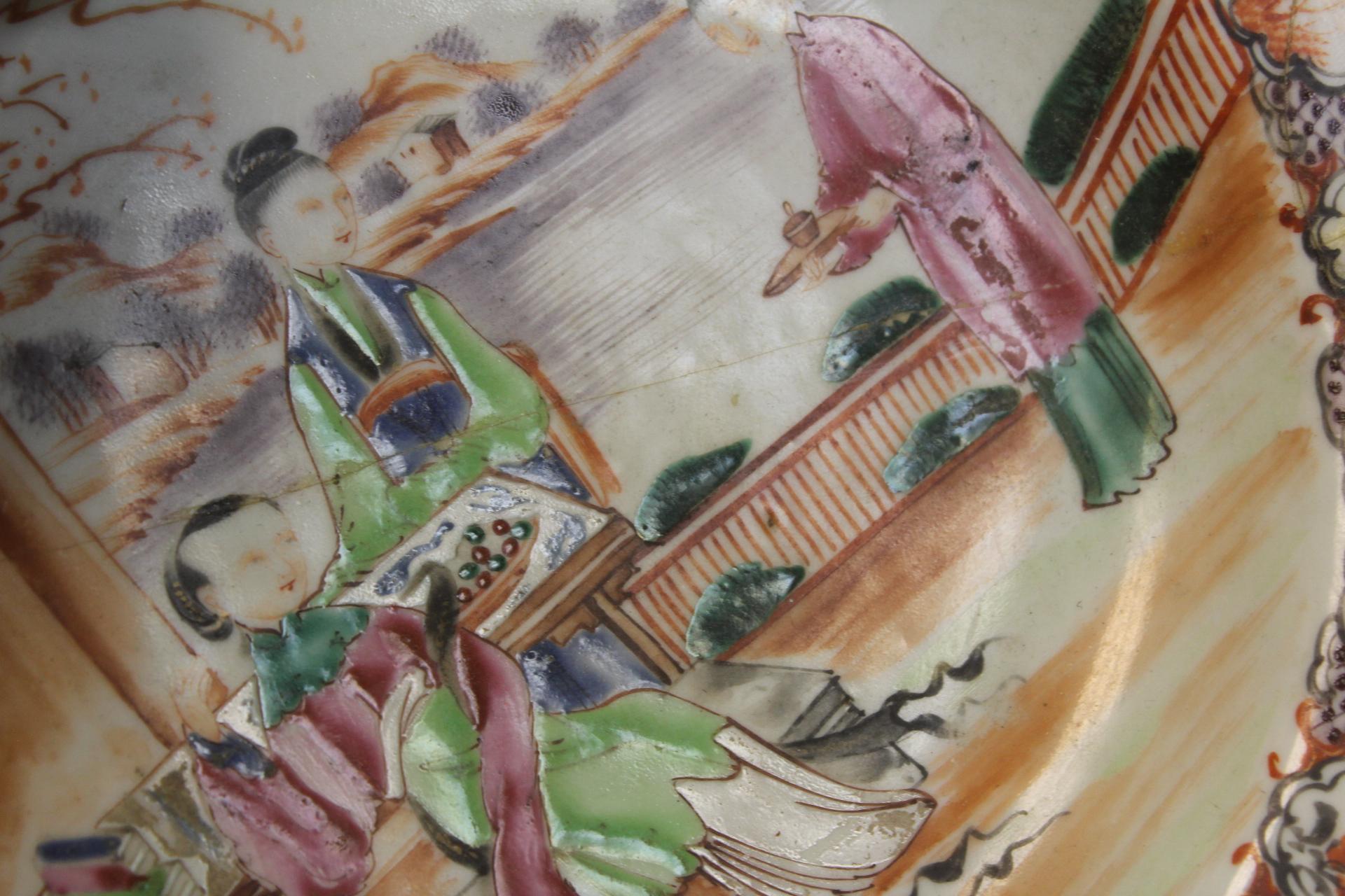 Antique Chinese Rose Medallion Soup Bowl