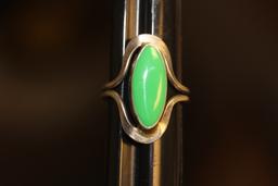 Green Enamel Sterling Ring