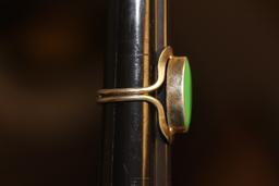 Green Enamel Sterling Ring