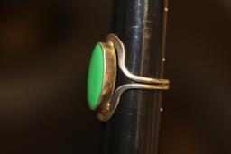 Green Enamel Sterling Ring