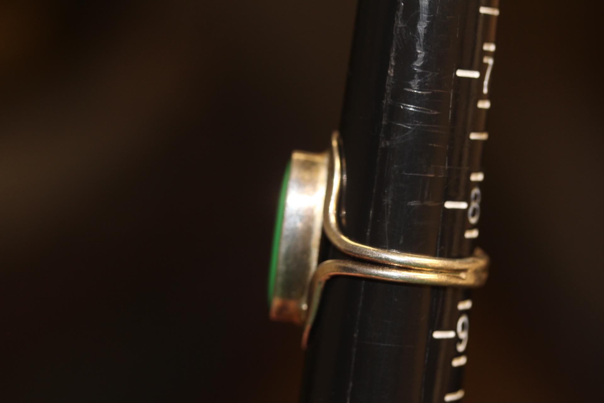 Green Enamel Sterling Ring