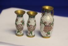 Lot of 3 Chinese Miniature Cloisonne Vases
