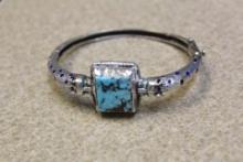 Silver and Turquoise Bangle Bracelet