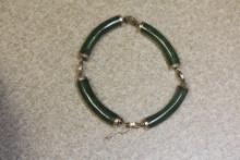 14 Karat Gold and Jade Bracelet