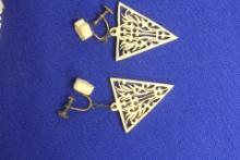 A Pair of Chinese Bone Earrings