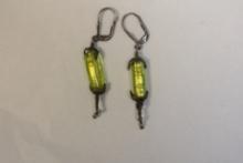 Pair of Sterling Colour Glass Earrings