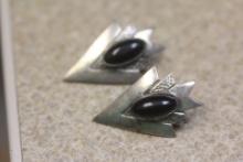 Pair of Navajo Sterling and Onyx Earrings