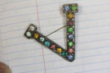 Rhinestone V Brooch