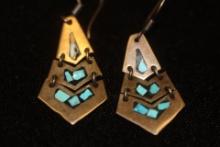 Sterling Inlaid Pair of Earrings