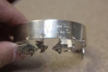 Sterling Fish Charms Bangle Bracelet