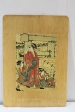 A Japanese Print on a Bamboo Panel