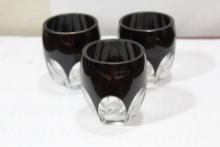 Lot of 3 Ruby Red Facet Cut Cups