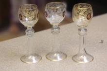 Lot of Three Moser Goblet