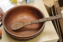 Carved Bowl by Hecho Amano and Ladel
