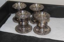 Set of 4 Silverplate Candle Holders