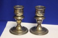 Set of 2 Weighted Sterling Hurricane Lamp Holders