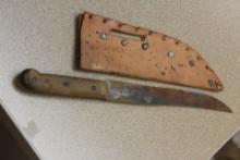 Vintage Knife With Leather Sheath