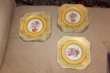 Lot or Set of 10 Bavarian Square Bread Plates