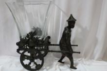 A Cast Iron Rickshaw Glass Planter