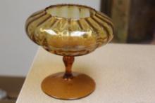 Amber Colour Glass Stem Bowl