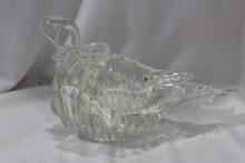 Set of 3 Glass Swan Bowls