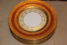 Set of 6 22kt Gold Gilted Dinner Plates