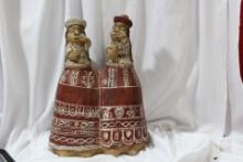 American Red Clay Twin Sisters Figure