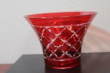 A Ruby Red Cut Glass Bowl