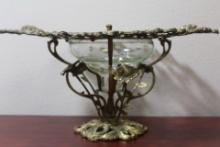 A Metal Mount Cut Glass Center Bowl