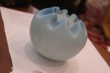 Peach Bloom Satin Blue Glass Bowl