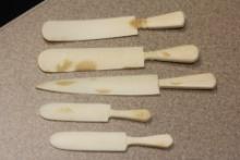 Lot of 5 Vintage/Antique Carved Bone Utensils