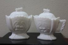 Set of Two Milk Glass Creamer and Sugar