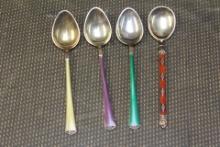Lot of 4 Enamel Spoons