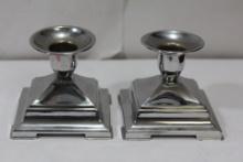 A Pair of Silverplated Candlesticks