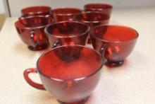 Set of 8 Ruby Red Glass Cups