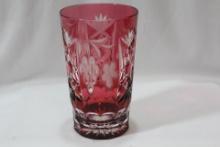 A Ruby Red Cut Glass tumbler